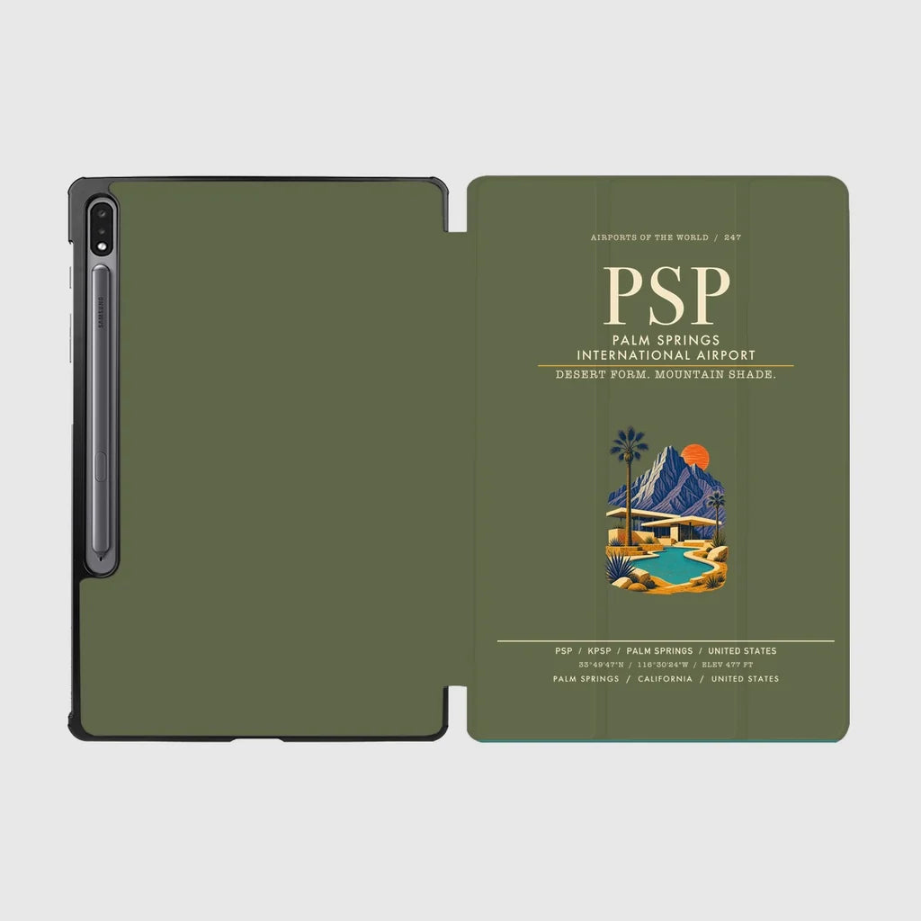 Palm Springs International Airport (PSP) design on green army samsung tablet tablet case