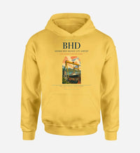 Thumbnail for George Best Belfast City Airport (BHD) design on yellow hoodie single-side print