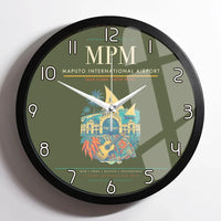 Thumbnail for Maputo International Airport (MPM) design on green army framed wall clock