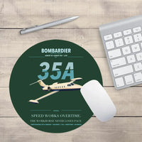 Thumbnail for Bombardier Learjet 35A design on dark green round mouse pad