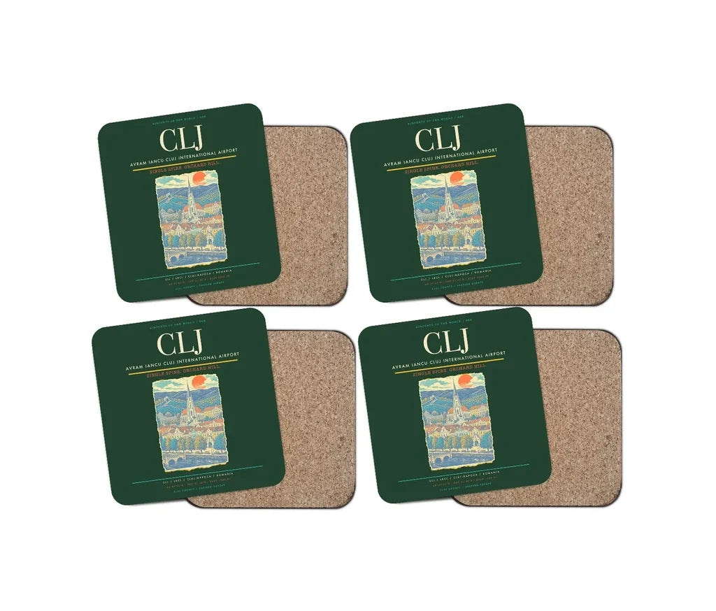 Avram Iancu Cluj International Airport CLJ Coaster 4-Pieces-Set - Dark Green