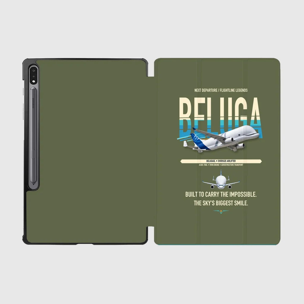 Airbus BelugaXL / A330-743L design on green army samsung tablet tablet case