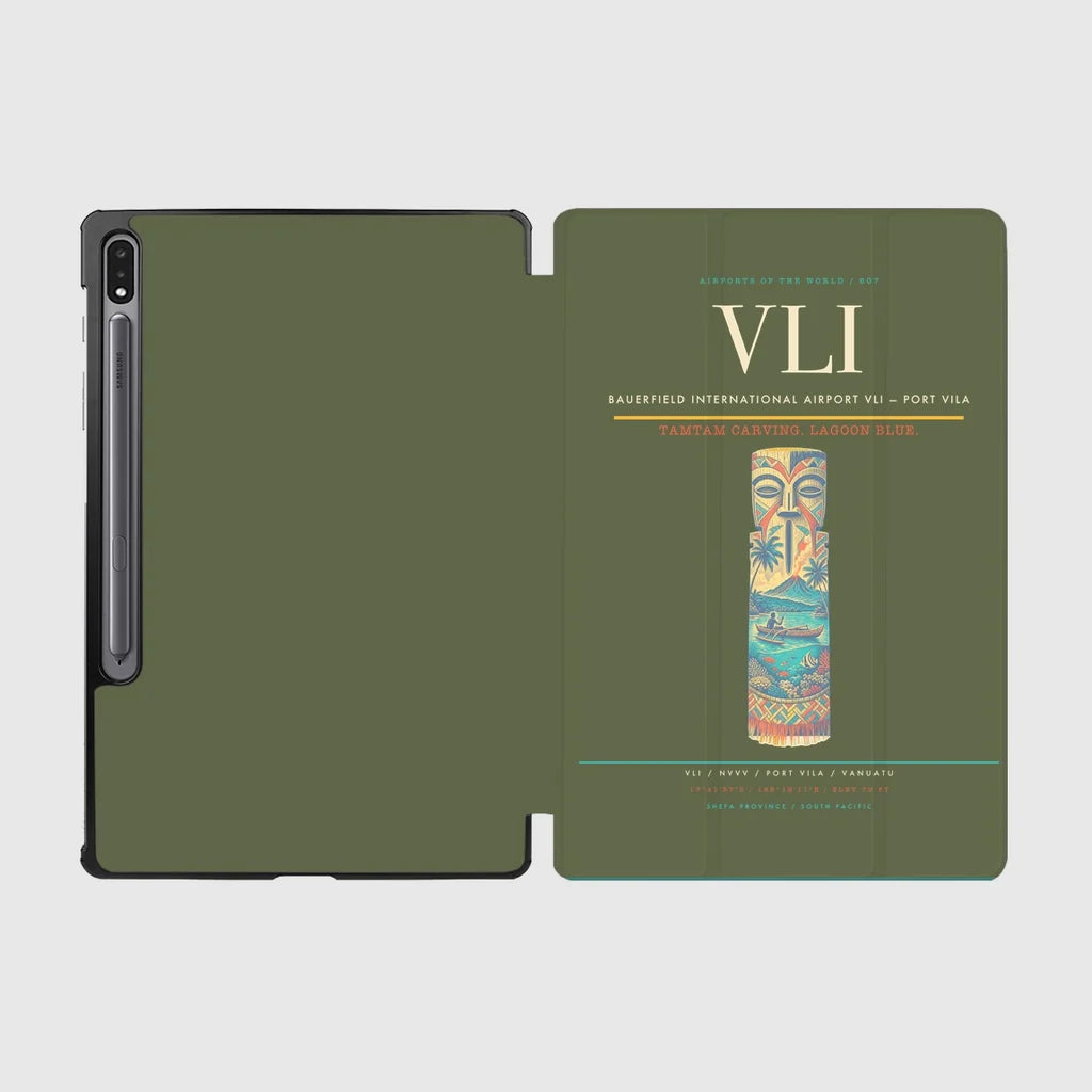 Bauerfield International Airport (VLI) design on green army samsung tablet tablet case