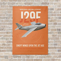 Thumbnail for Saab J 29F Tunnan vertical canvas print - no frame - orange background