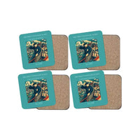 Thumbnail for The First Passenger Ticket - Designed Coasters design on turquoise 4-pieces-set