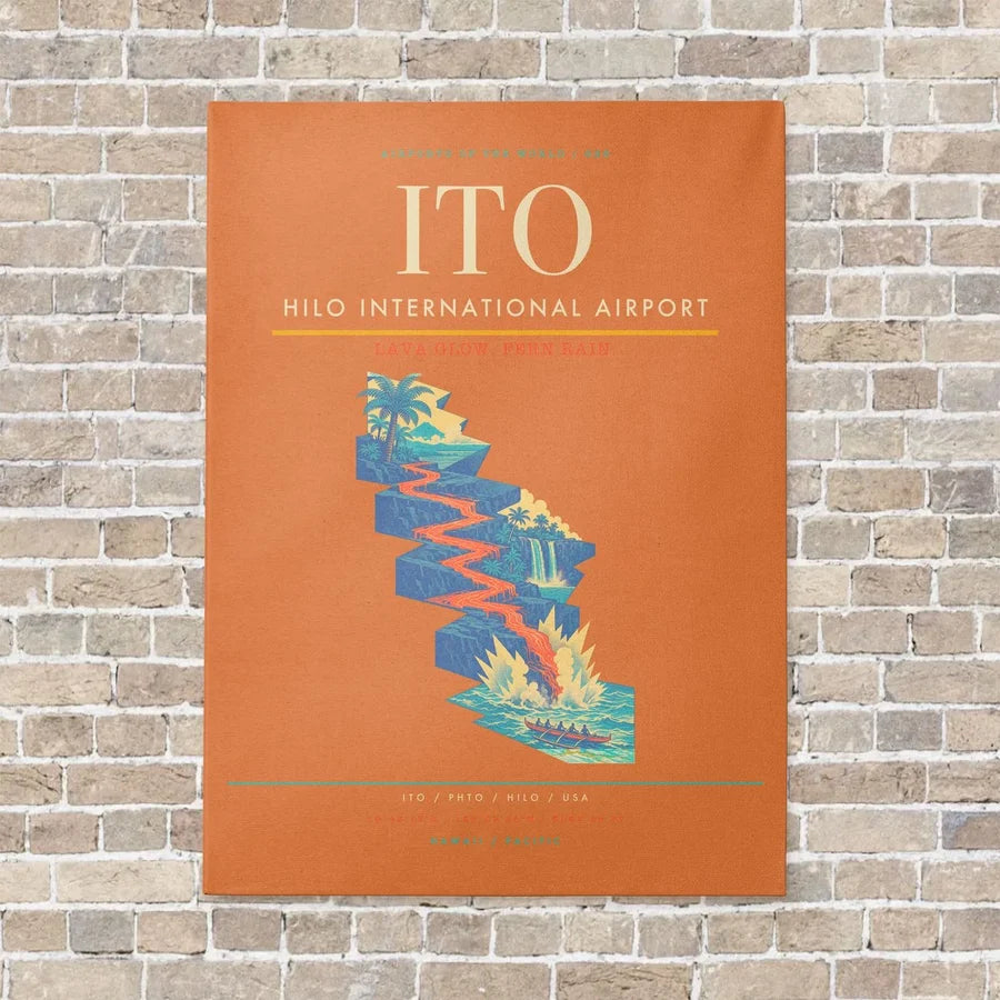 Hilo International Airport ITO vertical canvas print - no frame - orange background