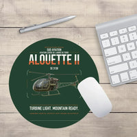 Thumbnail for Sud Aviation SE 3130 Alouette II design on dark green round mouse pad