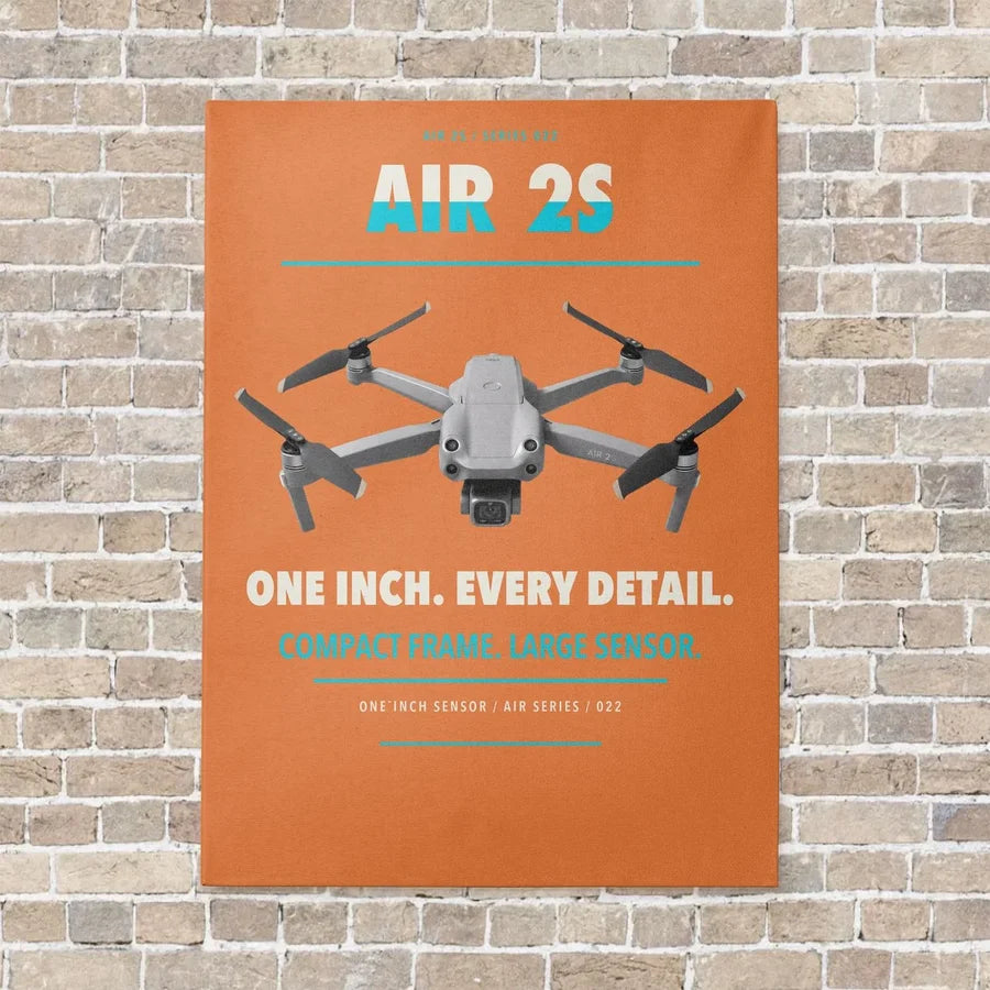 DJI Air 2S vertical canvas print - no frame - orange background