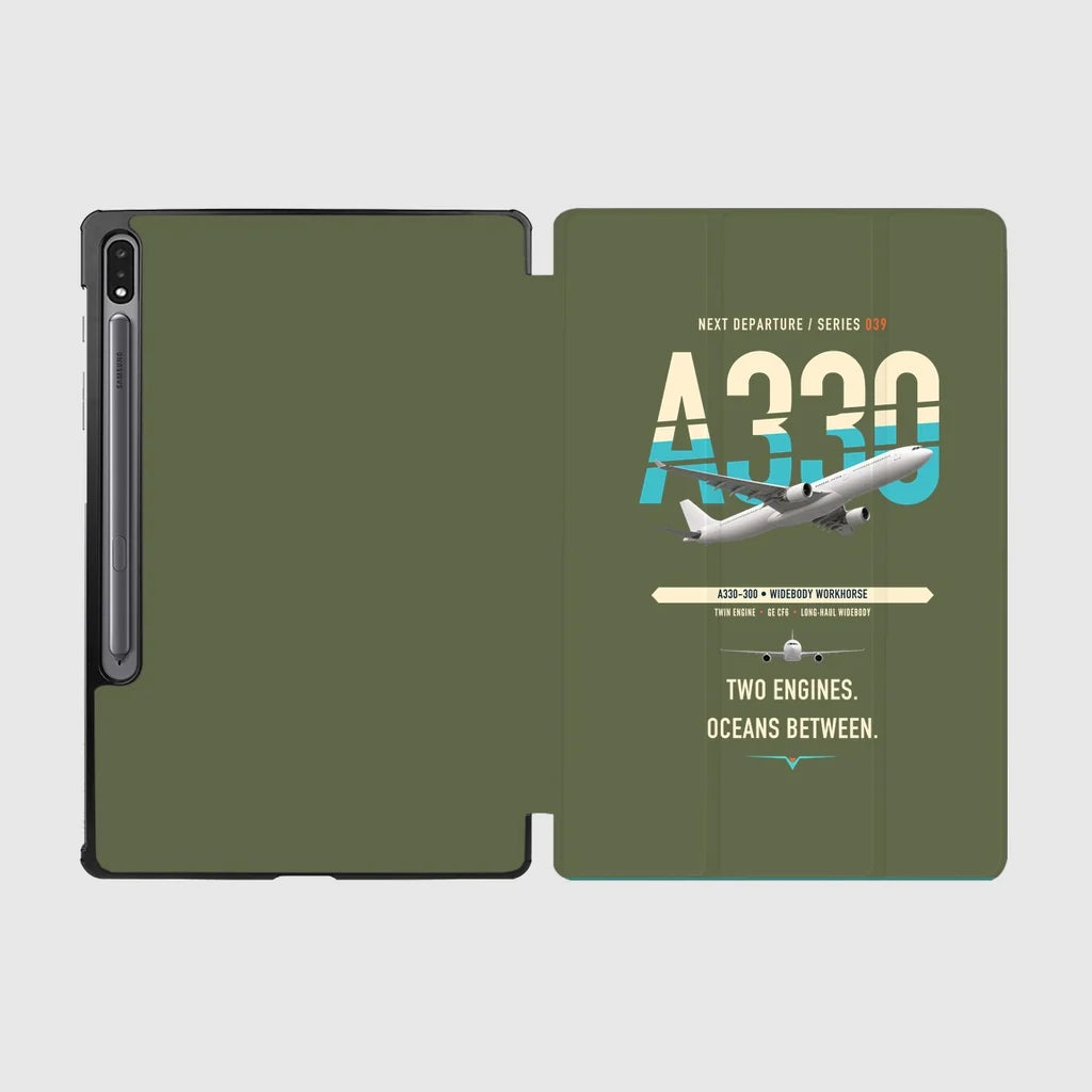 Airbus A330-300 design on green army samsung tablet tablet case