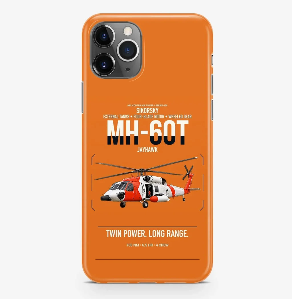Sikorsky MH-60T Jayhawk design on orange magsafe iphone case, for iPhone Pro Max