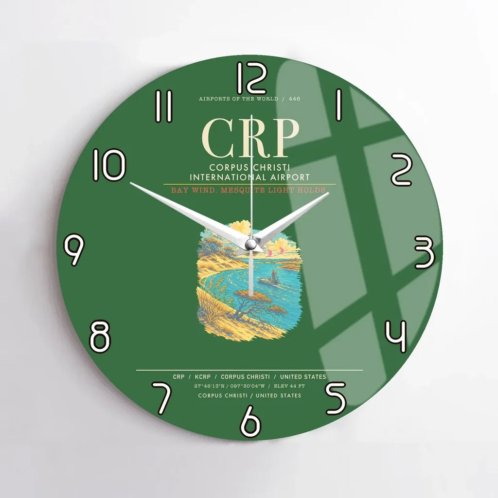 Corpus Christi International Airport CRP Wall-Clock No-Frame - Green