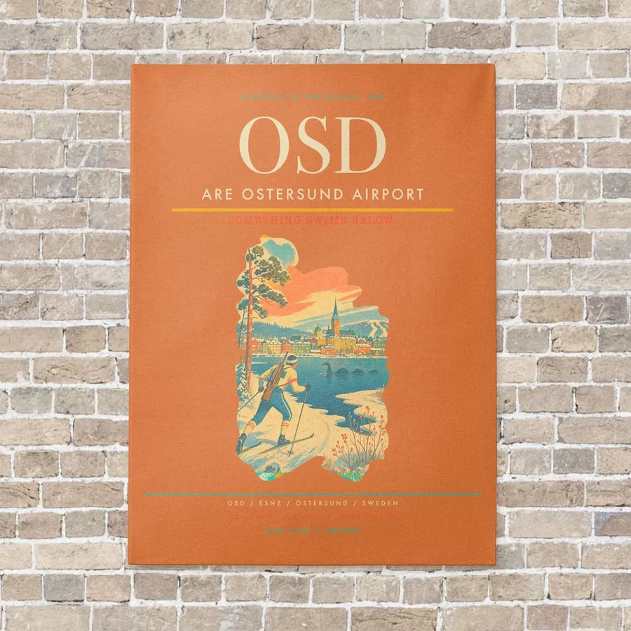 Are Ostersund Airport OSD vertical canvas print - no frame - orange background