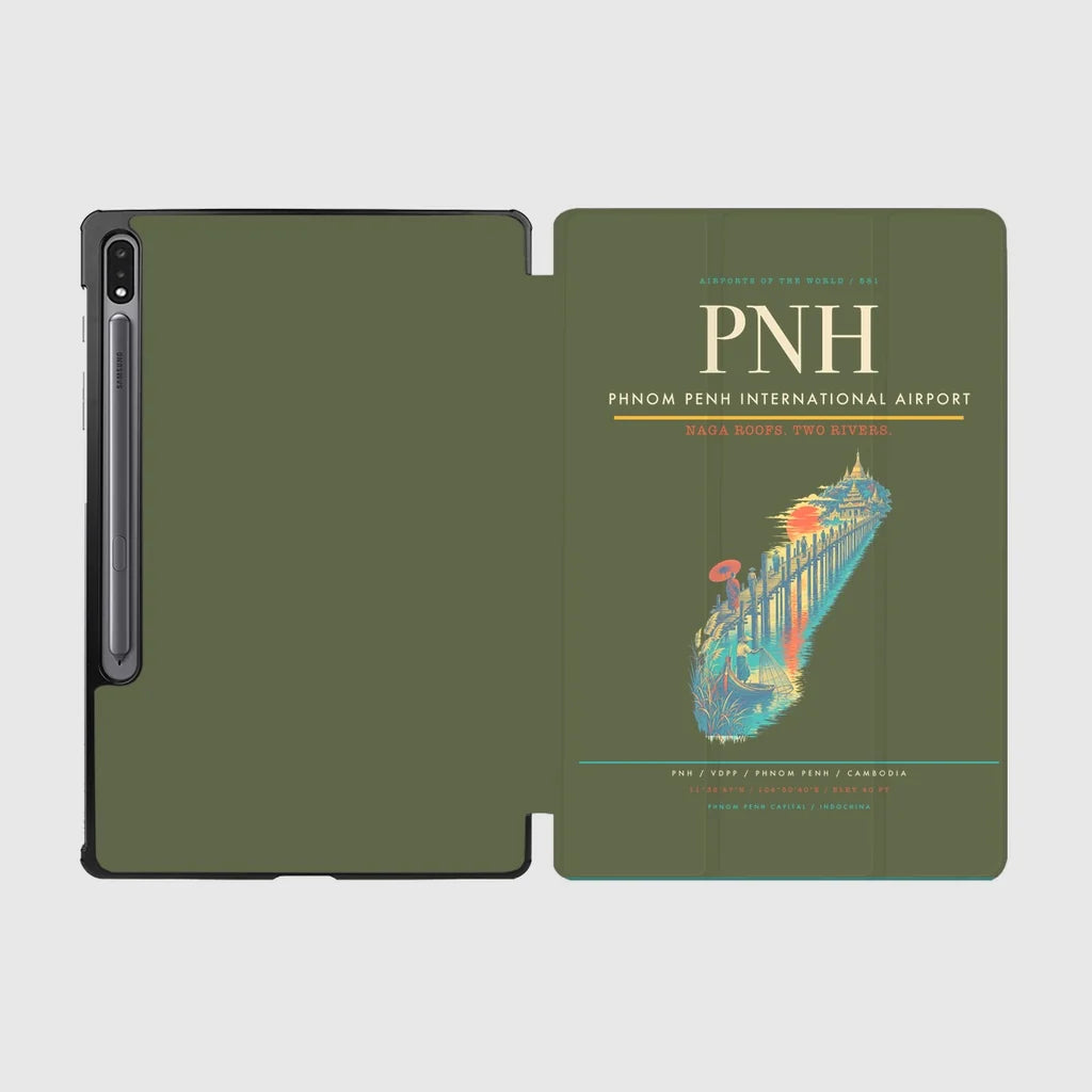 Phnom Penh International Airport (PNH) design on green army samsung tablet tablet case