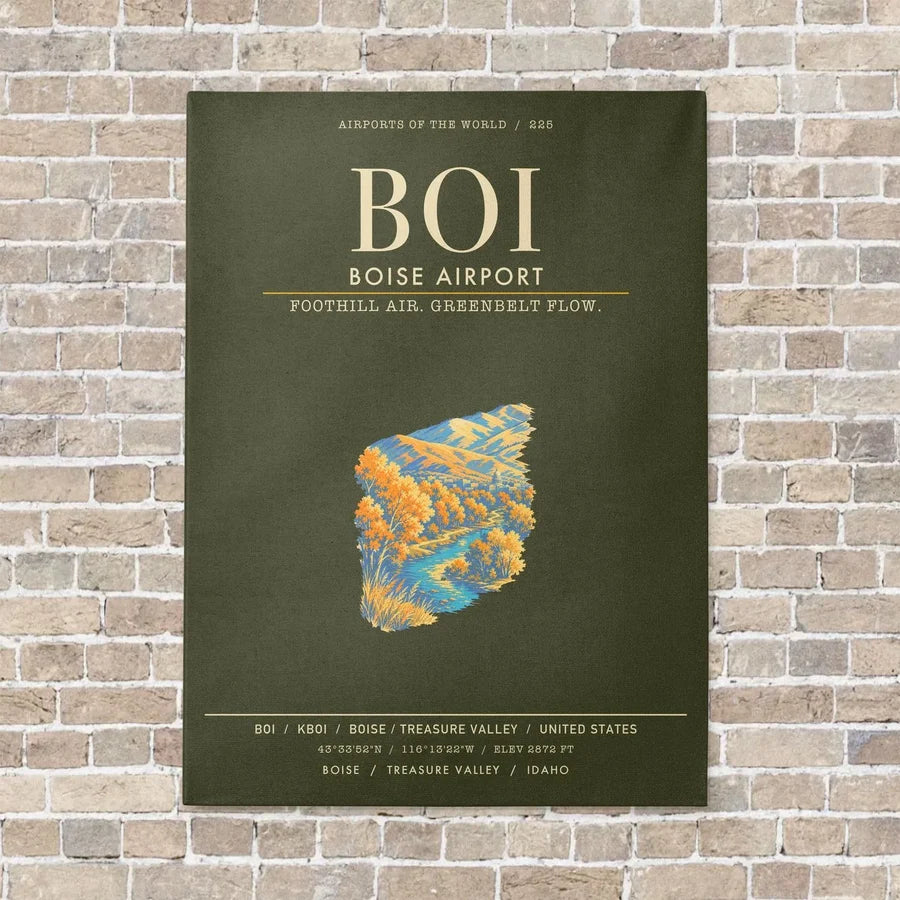 Boise Airport BOI - Canvas Framed - Green Army