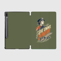Thumbnail for She Owns The Departure design on green army samsung tablet tablet case