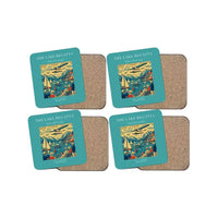 Thumbnail for The Lake Regatta - Designed Coasters design on turquoise 4-pieces-set