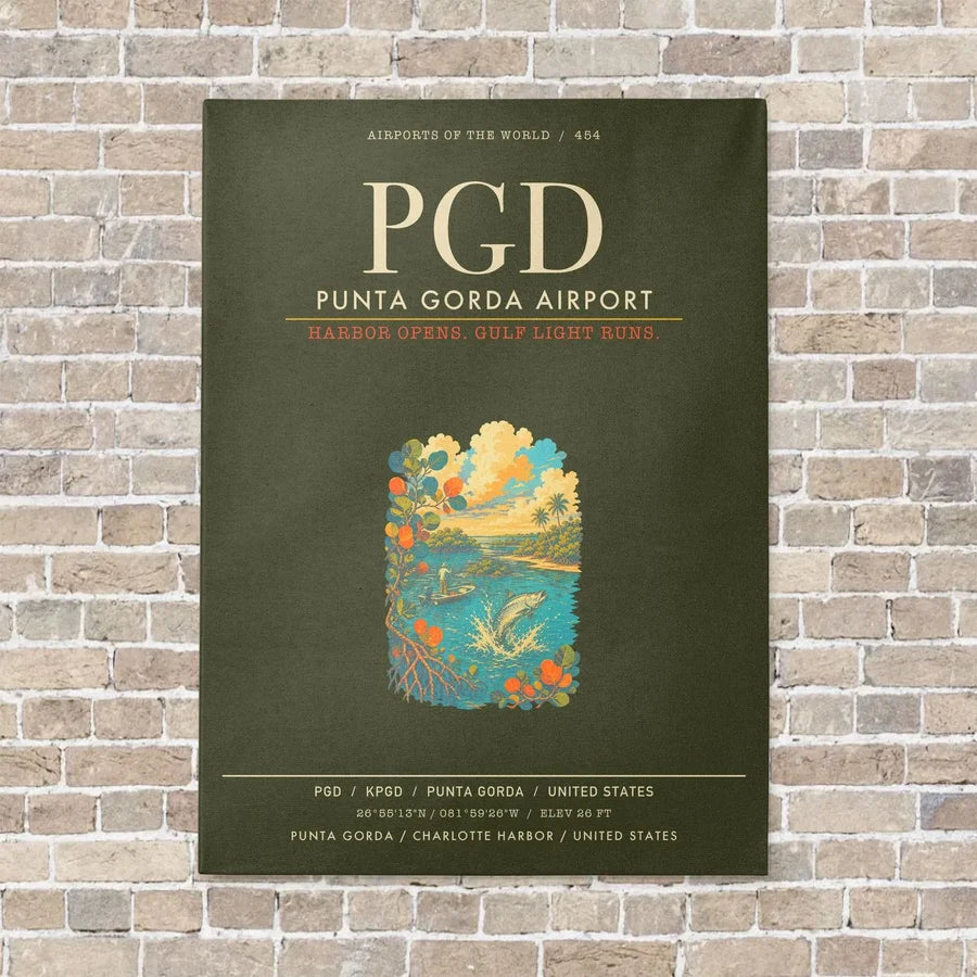 Punta Gorda Airport PGD - Canvas Framed - Green Army