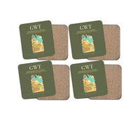 Thumbnail for Westerland Sylt Airport (GWT) design on green army 4 pieces set coaster