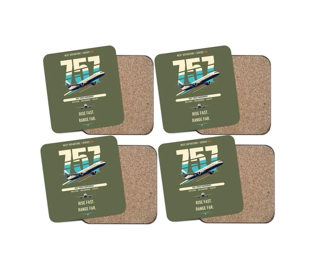 Boeing 757-200 design on green army 4 pieces set coaster