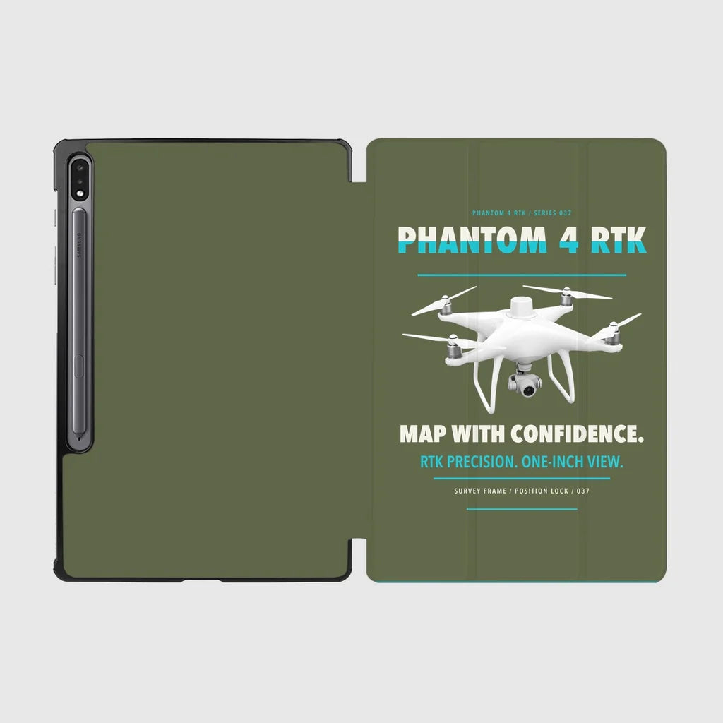 DJI Phantom 4 RTK design on green army samsung tablet tablet case