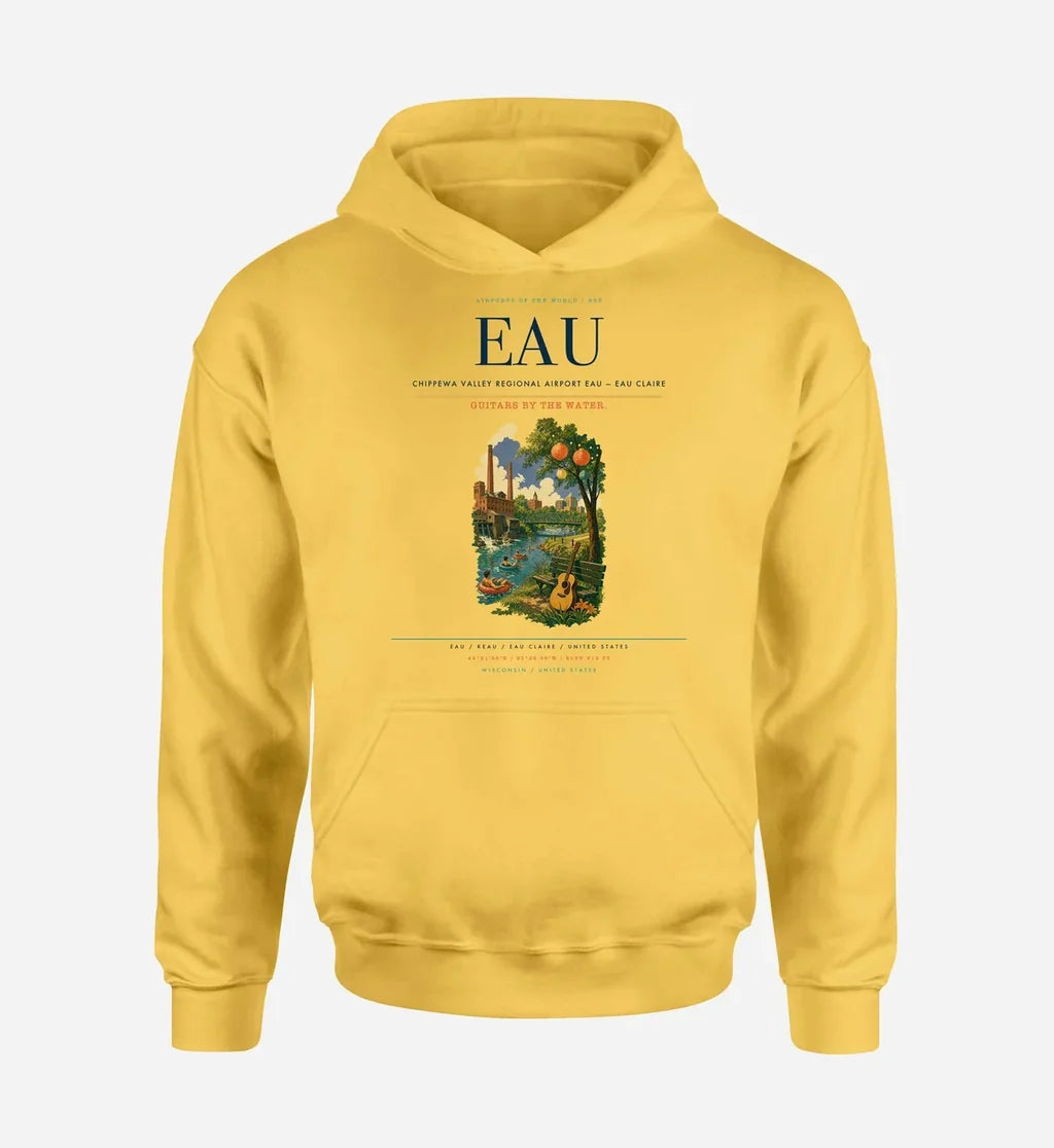 Chippewa Valley Regional Airport (EAU) design on yellow hoodie single-side print