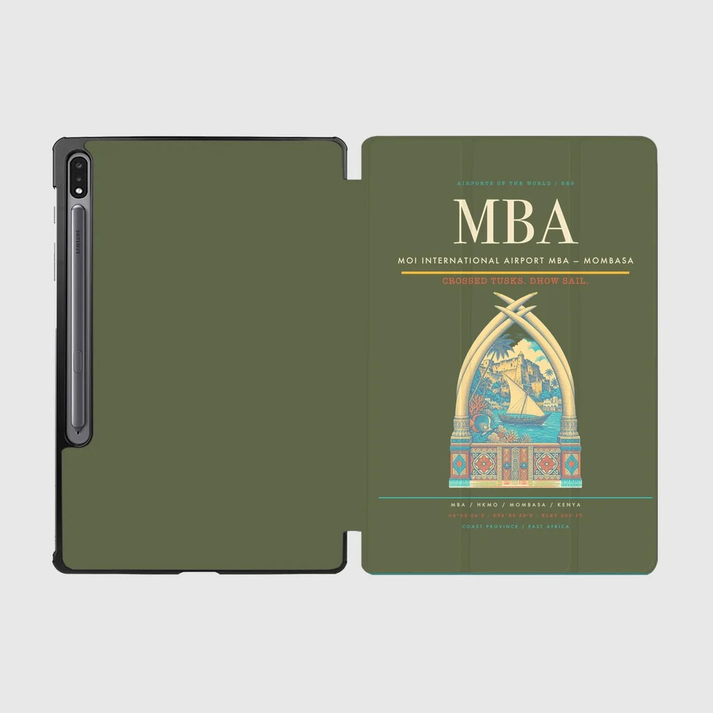 Moi International Airport (MBA) design on green army samsung tablet tablet case