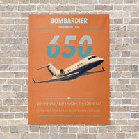Thumbnail for Bombardier Challenger 650 vertical canvas print - no frame - orange background