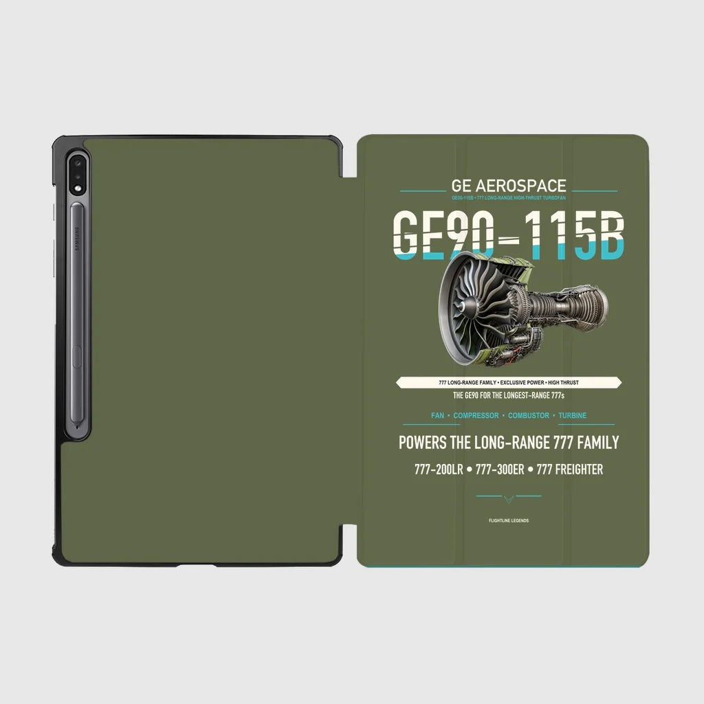 GE90-115B design on green army samsung tablet tablet case