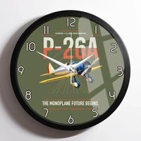 Thumbnail for Boeing P-26A Peashooter design on green army framed wall clock