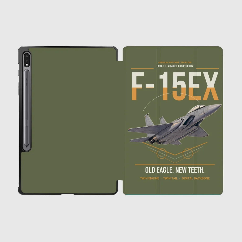 F-15EX Eagle II design on green army samsung tablet tablet case