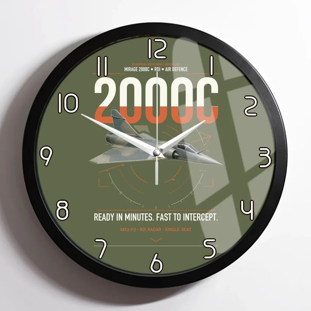 Dassault Mirage 2000C RDI design on green army framed wall clock