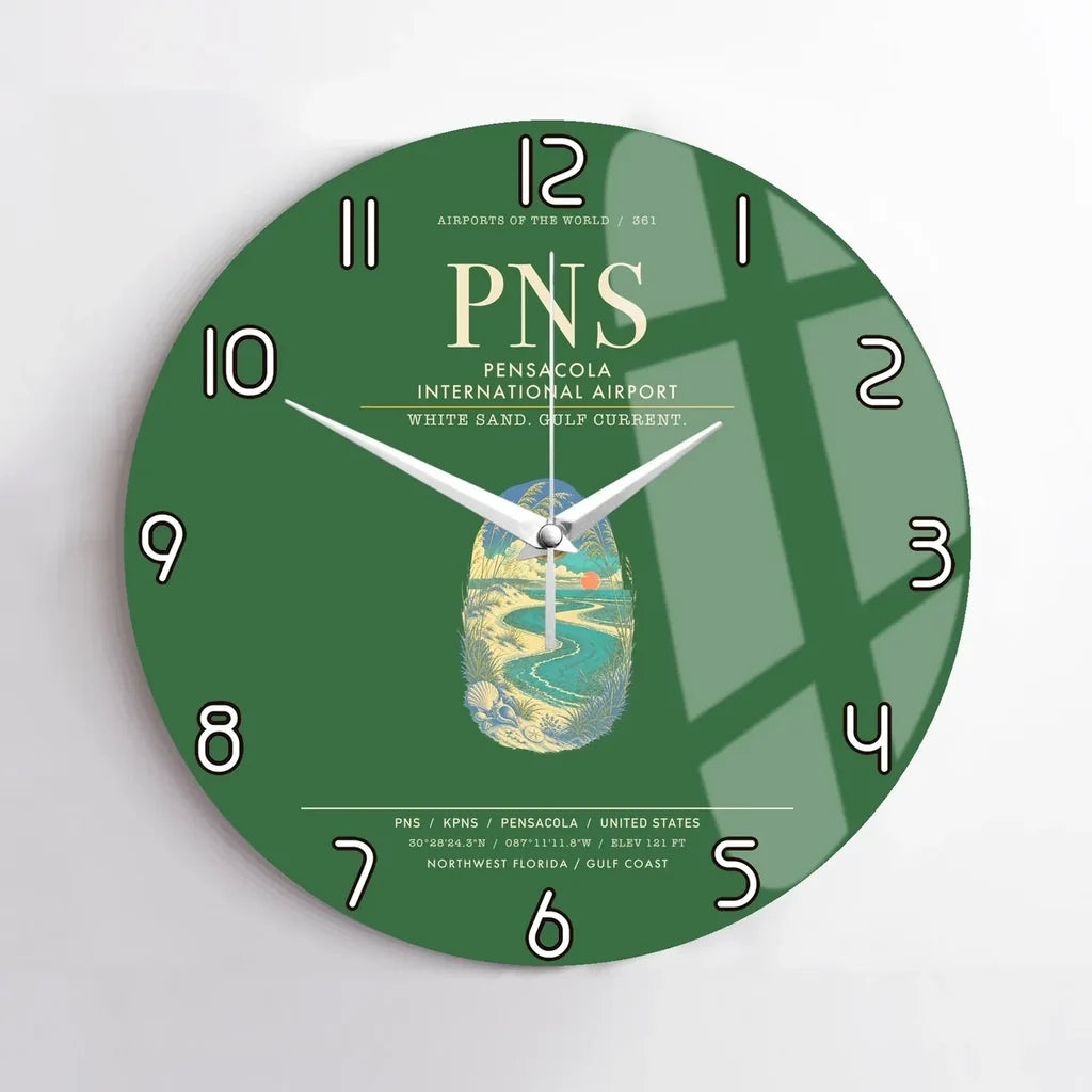 Pensacola International Airport PNS Wall-Clock No-Frame - Green