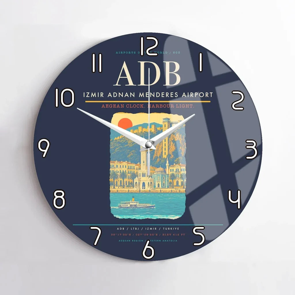 Izmir Adnan Menderes Airport ADB Wall-Clock No-Frame - Navy Blue