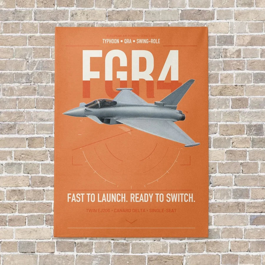 Eurofighter Typhoon FGR4 vertical canvas print - no frame - orange background