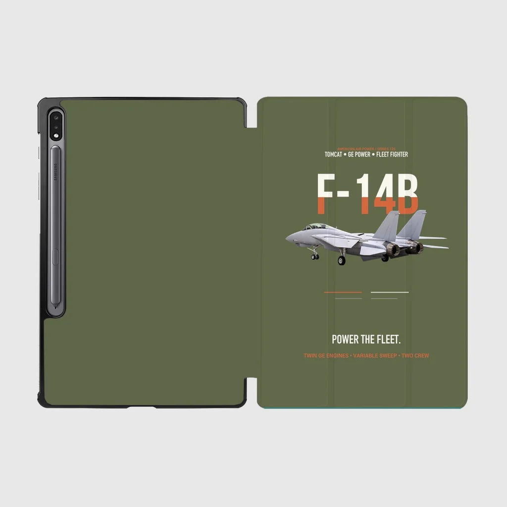 F-14B Tomcat Power The Fleet design on green army samsung tablet tablet case