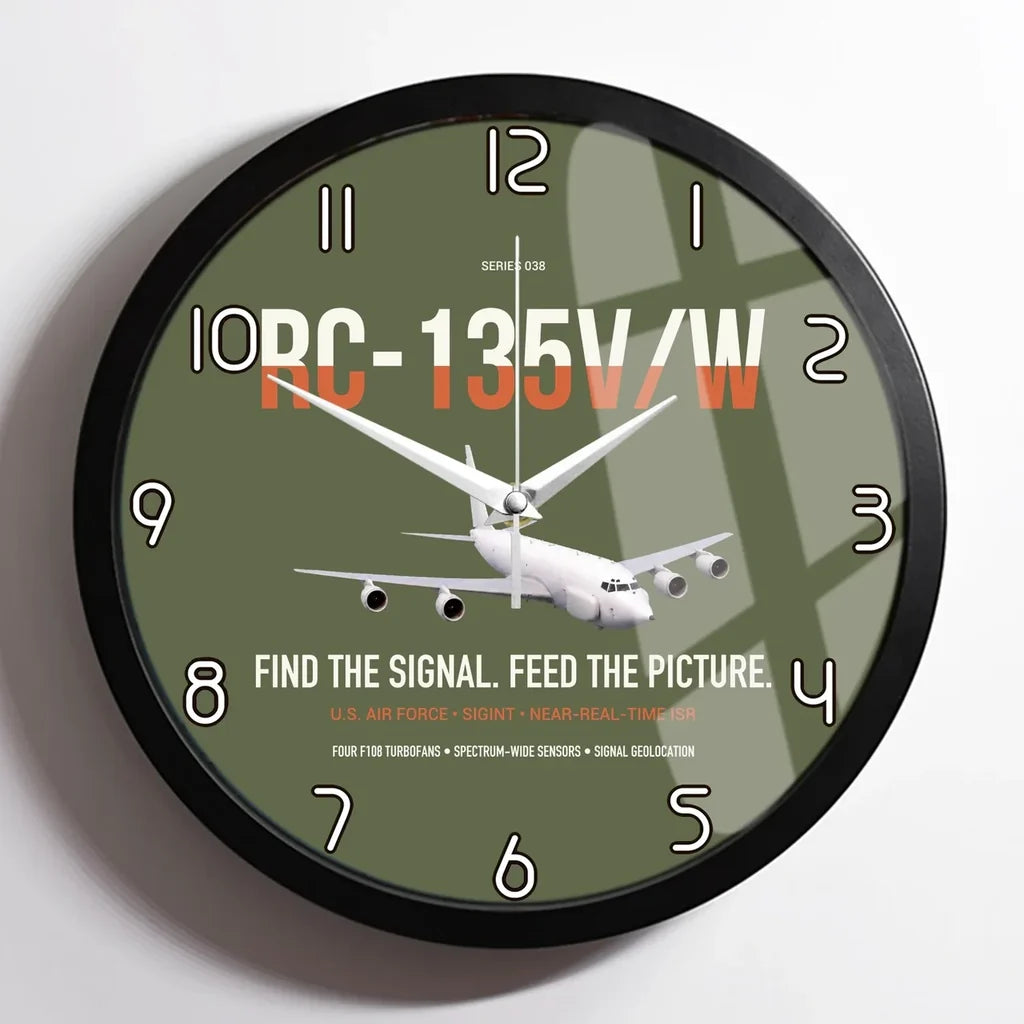 RC-135V W Rivet Joint design on green army framed wall clock