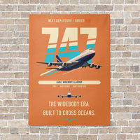 Thumbnail for Boeing 747-200B vertical canvas print - no frame - orange background