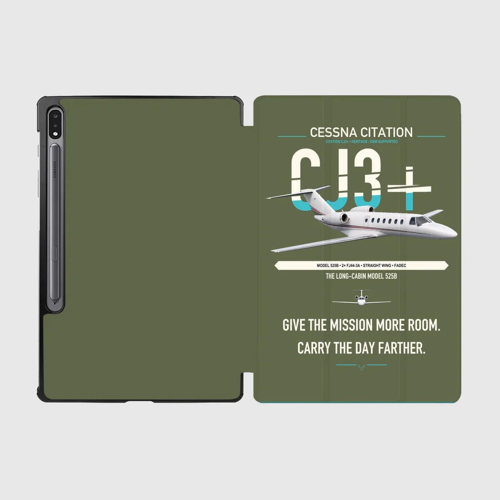 Cessna Citation CJ3+ design on green army samsung tablet tablet case