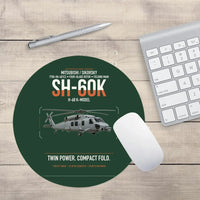 Thumbnail for Mitsubishi Sikorsky SH-60K design on dark green round mouse pad