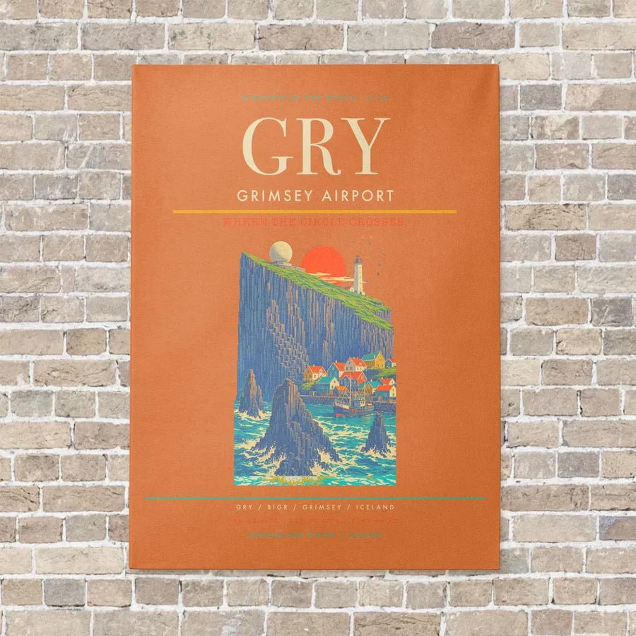 Grimsey Airport GRY - Canvas No Frame - Orange