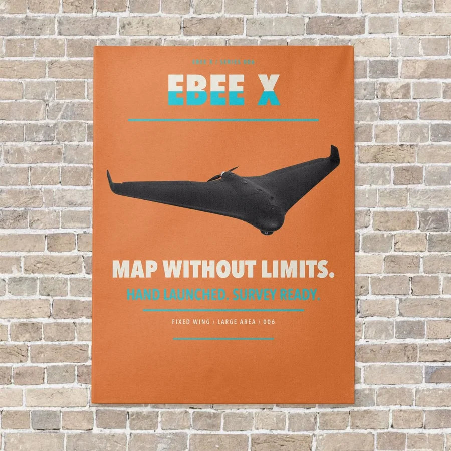 AgEagle eBee X vertical canvas print - no frame - orange background