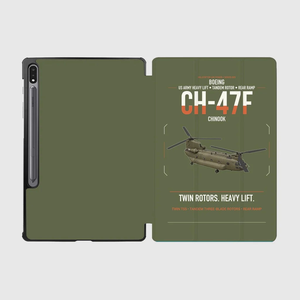 Boeing CH-47F Chinook design on green army samsung tablet tablet case