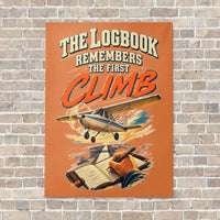 Thumbnail for The Logbook Remembers The First Climb vertical canvas print - no frame - orange background