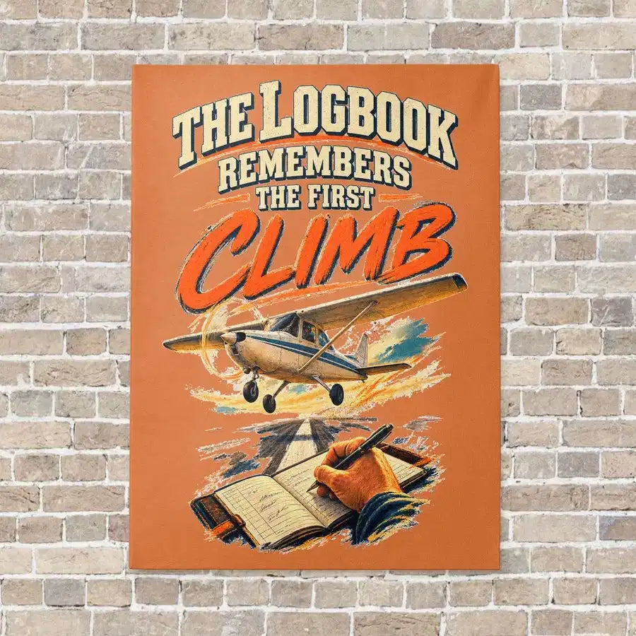 The Logbook Remembers The First Climb vertical canvas print - no frame - orange background