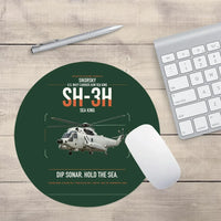 Thumbnail for Sikorsky SH-3H Sea King design on dark green round mouse pad