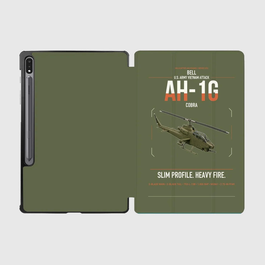 Bell AH-1G Cobra design on green army samsung tablet tablet case