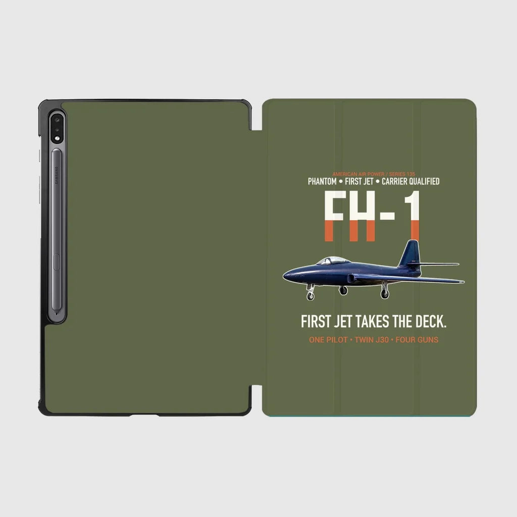 FH-1 Phantom First Jet Takes the Deck design on green army samsung tablet tablet case