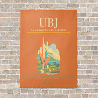 Thumbnail for Yamaguchi Ube Airport UBJ vertical canvas print - no frame - orange background