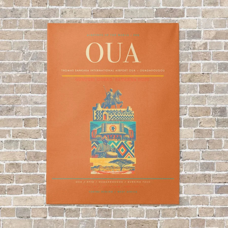 Thomas Sankara International Airport OUA — Ouagadougou vertical canvas print - no frame - orange background