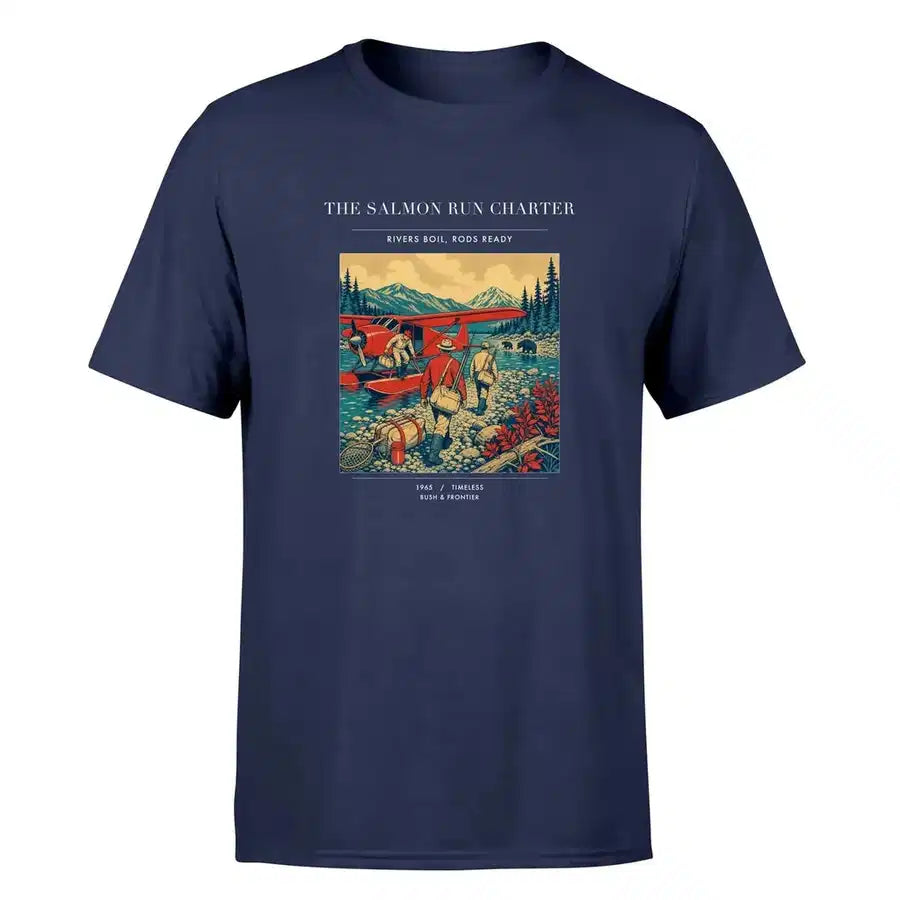 VINTAGE G4289 - The Salmon Run Charter - Premium T-Shirt design on navyblue premium t shirt